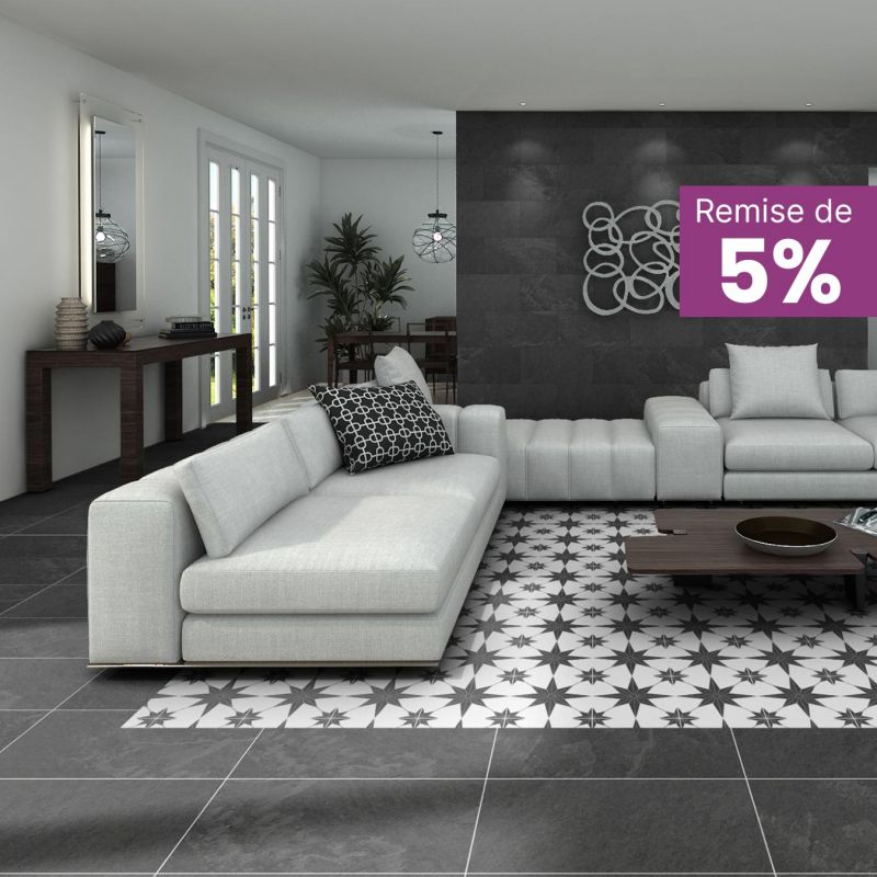 Remise promotionnelle de 5% sur le Carrelage effet carreau de ciment Illustration