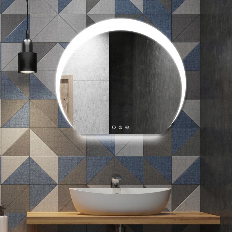 Miroir demi-lune LED salle de bain Mivu 80X90 cm