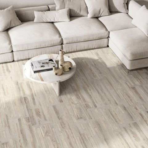 Carrelage effet bois Fumeterre, carreaux en grès cérame effet bois-béton