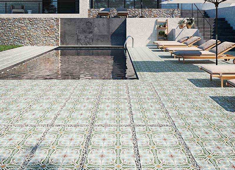 Carrelage à motifs pour plage de piscine