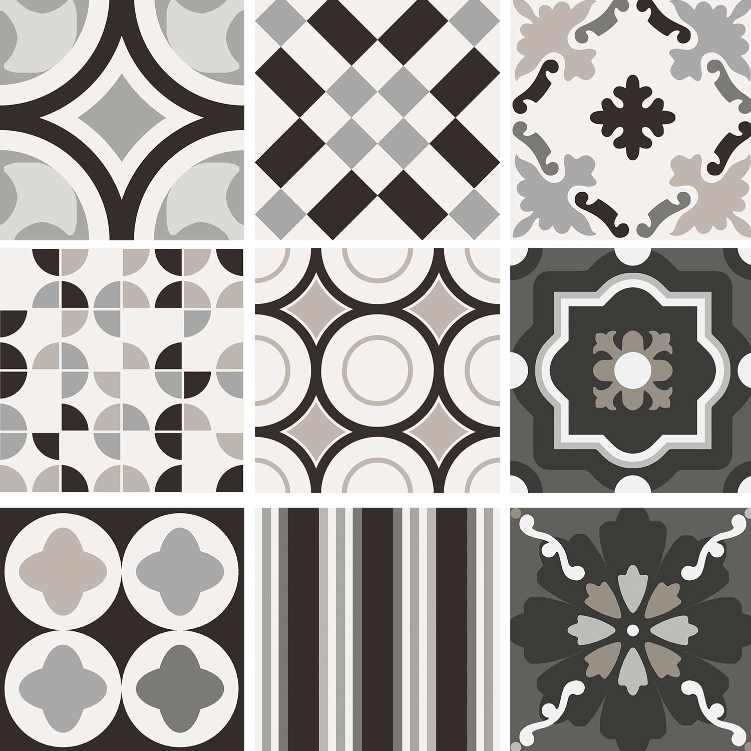 Carrelage effet carreaux de ciment Palazzesi Black & White version mix