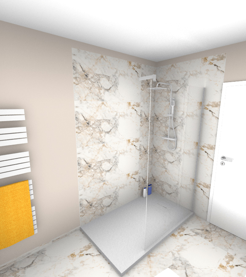 Simulation carrelage salle de bain 3D par Carrélia à Crest