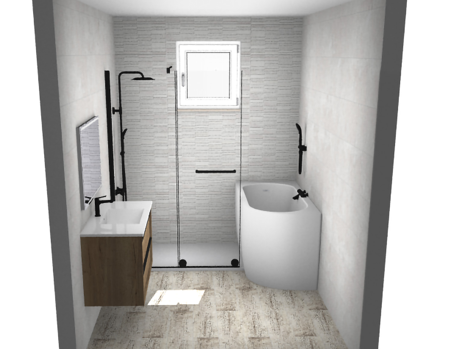 Simulation 3D pour la rénovation salle de bain avec carrelage par Carrelage et Bain Junet